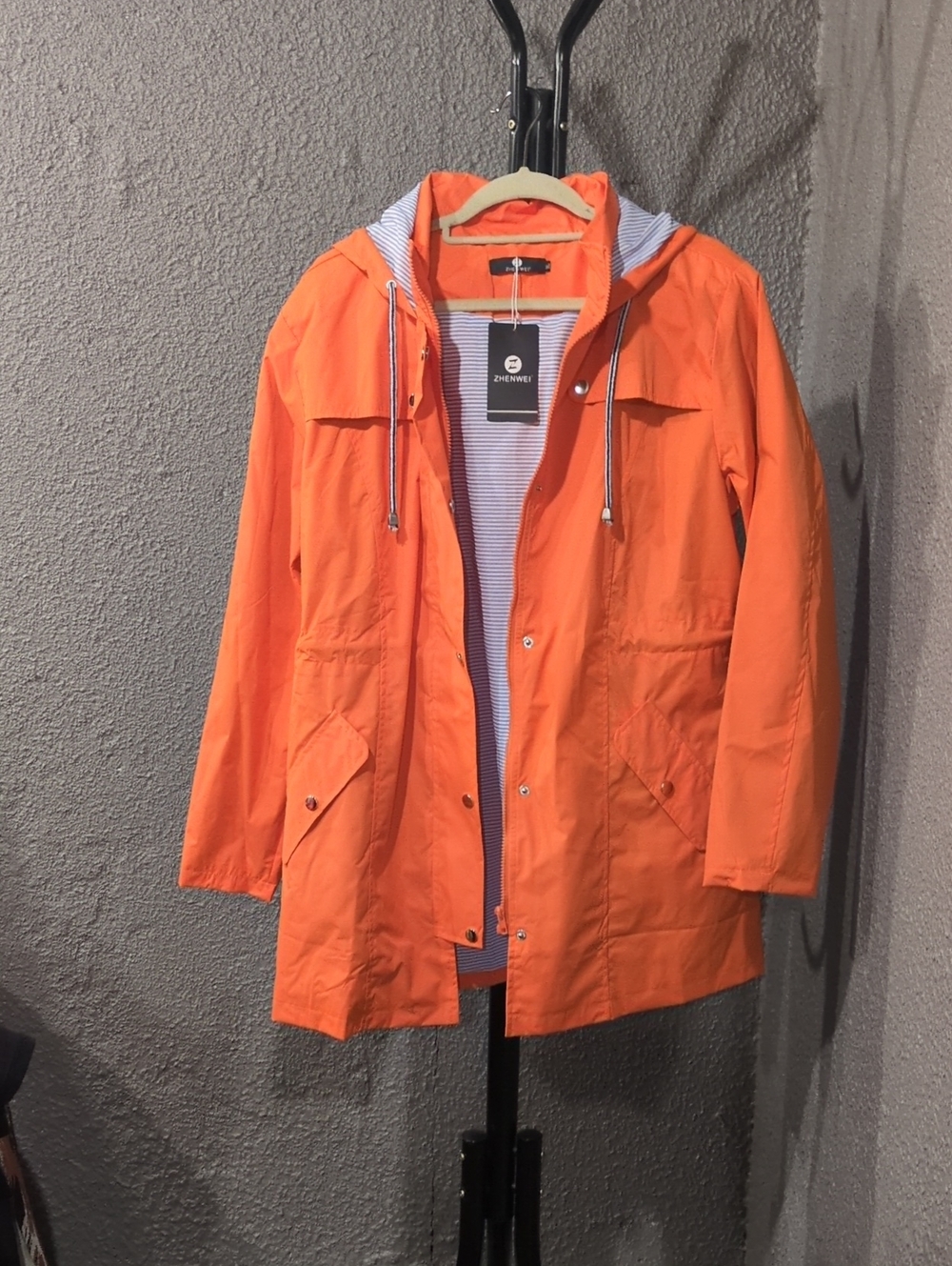 Orange Women's Hooded Rain Jacket -